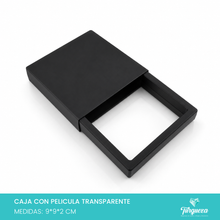 Load image into Gallery viewer, Caja de Joyería Con Pelicula Transparente Efecto Flotante Negra (9x9x2cm)
