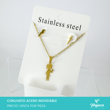 Cargar imagen en el visor de la galería, Conjunto Niña con Paleta Dorado Acero Inoxidable
