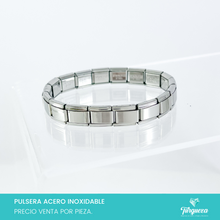 Load image into Gallery viewer, Pulsera Tipo Italiana Plateada (18 charms 8mm x 1cm) Acero Inoxidable
