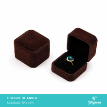 Load image into Gallery viewer, Estuche Café Oscuro Afelpado para Anillo (5x4cm)
