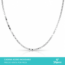 Cargar imagen en el visor de la galería, Cadena Valenti Planchada Plateada (60cm-2.5mm) Acero Inoxidable
