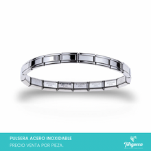 Load image into Gallery viewer, Pulsera Tipo Italiana Delgada Plateado (18 charms 6mm x 1cm) Acero Inoxidable
