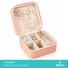 Cargar imagen en el visor de la galería, Joyero Vinipiel Rosa Salmon Mini Estuche Organizadora de Joyería

