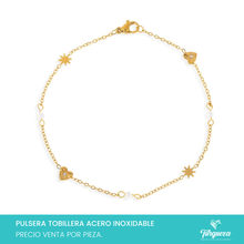 Load image into Gallery viewer, Pulsera Tobillera Estrellas Dorado Acero Inoxidable
