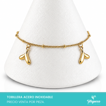 Cargar imagen en el visor de la galería, Pulsera Tobillera Cola Ballena Dorado (25cmx2mm) Acero Inoxidable
