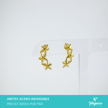 Load image into Gallery viewer, Arete Estrellas Dorado Acero Inoxidable
