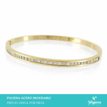 Load image into Gallery viewer, Brazalete Love Zirconias Dorado Acero Inoxidable
