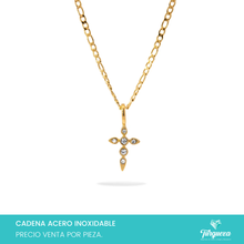 Cargar imagen en el visor de la galería, Collar Cruz Zirconias Dorado Acero Inoxidable
