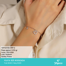 Cargar imagen en el visor de la galería, Brazalete Corazon Infinito Joyería Plata .925
