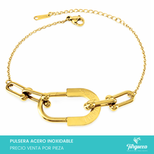 Load image into Gallery viewer, Pulsera Candado Dorada Acero Inoxidable
