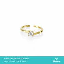 Load image into Gallery viewer, Anillo Zirconia Dorado Acero Inoxidable
