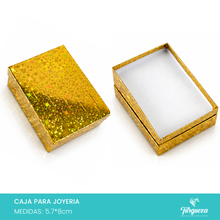 Cargar imagen en el visor de la galería, Caja de Joyería Dorada Tornasol Estrellas (5.7*8cm)
