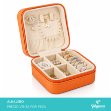 Load image into Gallery viewer, Joyero Vinipiel Naranja Mini Estuche Organizadora de Joyería
