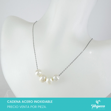 Cargar imagen en el visor de la galería, Collar Perlas de Rio Plateado Acero Inoxidable
