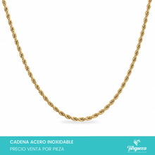Cargar imagen en el visor de la galería, Cadena Torsal Dorada (60cm-2mm) Acero Inoxidable
