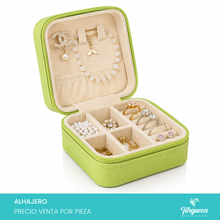 Cargar imagen en el visor de la galería, Joyero Vinipiel Verde Limon Mini Estuche Organizadora de Joyería
