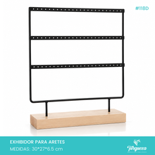 Load image into Gallery viewer, Exhibidor Aretero 3 Niveles Negro / Madera
