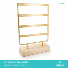 Load image into Gallery viewer, Exhibidor Aretero 4 Niveles Dorado / Madera
