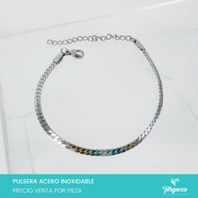 Load image into Gallery viewer, Pulsera Cubana Planchada Plateada (19cm-3mm) Acero Inoxidable
