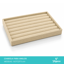 Load image into Gallery viewer, Exhibidor Charola Para Anillos Tela Beige Tipo Yute
