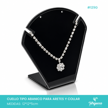 Cargar imagen en el visor de la galería, Exhibidor Abanico Collar y Aretes Negro

