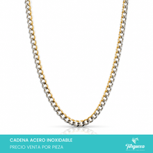 Cargar imagen en el visor de la galería, Cadena Cubana Bicolor (60cm-5mm) Acero Inoxidable
