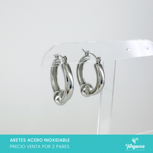 Cargar imagen en el visor de la galería, Arete Arracada Bolita Plateado 2.5cm Acero Inoxidable
