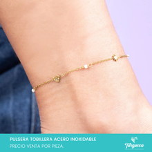 Load image into Gallery viewer, Pulsera Tobillera Estrellas Dorado Acero Inoxidable
