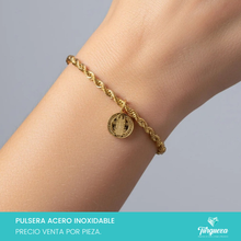 Cargar imagen en el visor de la galería, Pulsera Torsal San Benito Dorado Acero Inoxidable
