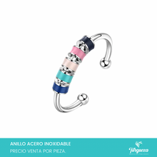 Load image into Gallery viewer, Anillo Ansiedad Colores Ajustable Plateado Acero Inoxidable

