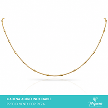 Load image into Gallery viewer, Cadena Tubular Mini con Barrilito Dorada (45cm-1mm) Acero Inoxidable
