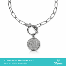 Cargar imagen en el visor de la galería, Collar San Benito Plateado Acero Inoxidable
