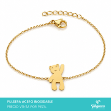 Load image into Gallery viewer, Pulsera Osito Dorada  Acero Inoxidable
