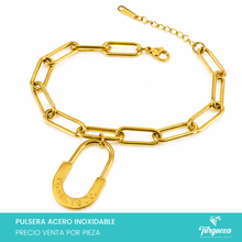 Cargar imagen en el visor de la galería, Pulsera Candado Dorada Acero Inoxidable

