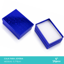 Cargar imagen en el visor de la galería, Caja de Joyería Azul Tornasol Estrellas (5.7*8cm)
