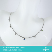 Load image into Gallery viewer, Collar Zirconias Colores Plateado Acero Inoxidable
