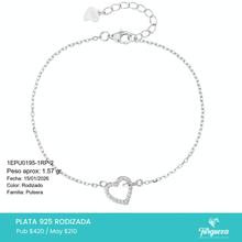 Cargar imagen en el visor de la galería, Brazalete Corazon Joyería Plata .925

