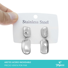 Cargar imagen en el visor de la galería, Arete Plateado (4cm) Acero Inoxidable
