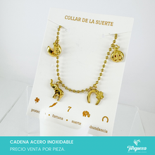 Load image into Gallery viewer, Collar Charms de la Suerte y Abundancia Dorado  Acero Inoxidable
