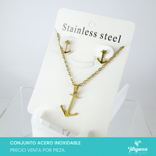Cargar imagen en el visor de la galería, Conjunto Ancla Marina Dorado Acero Inoxidable
