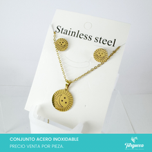 Cargar imagen en el visor de la galería, Conjunto Sol, Luna y Estrellas Dorado Acero Inoxidable
