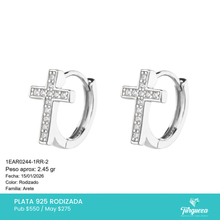Cargar imagen en el visor de la galería, Arracada Cruz Joyería Plata .925
