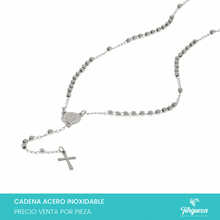 Load image into Gallery viewer, Collar Rosario Crucero Redondo Virgen de Guadalupe Acero Inoxidable
