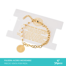 Cargar imagen en el visor de la galería, Pulsera Perlas San Benito Dorada Acero Inoxidable

