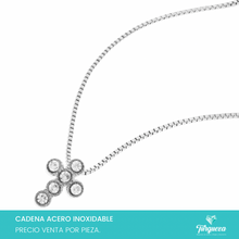 Cargar imagen en el visor de la galería, Collar Cruz Mini Zirconias Plateado Acero Inoxidable
