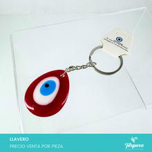 Load image into Gallery viewer, Llavero Ojo Rojo Plateado
