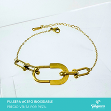 Load image into Gallery viewer, Pulsera Candado Dorada Acero Inoxidable
