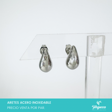 Cargar imagen en el visor de la galería, Aretes Dupes Gota Mini 1cm Plateado Acero
