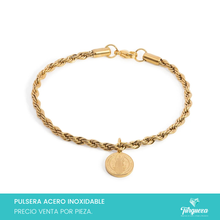 Cargar imagen en el visor de la galería, Pulsera Torsal San Benito Dorado Acero Inoxidable
