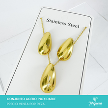 Load image into Gallery viewer, Conjunto Gotas Dorado Acero Inoxidable
